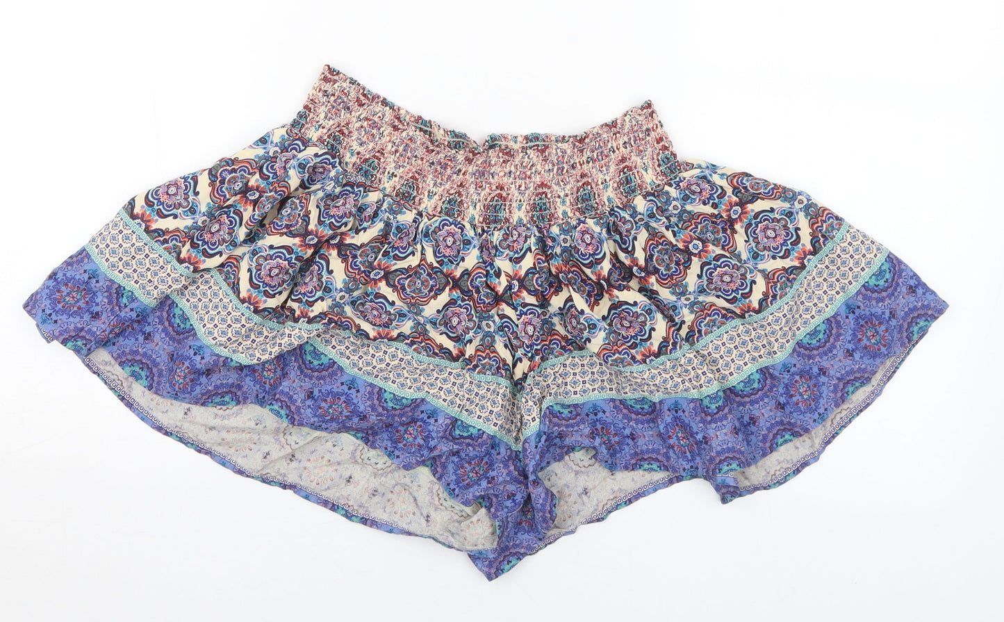 Primark Womens Multicoloured Geometric Viscose Hot Pants Shorts Size 8 L3 in Regular