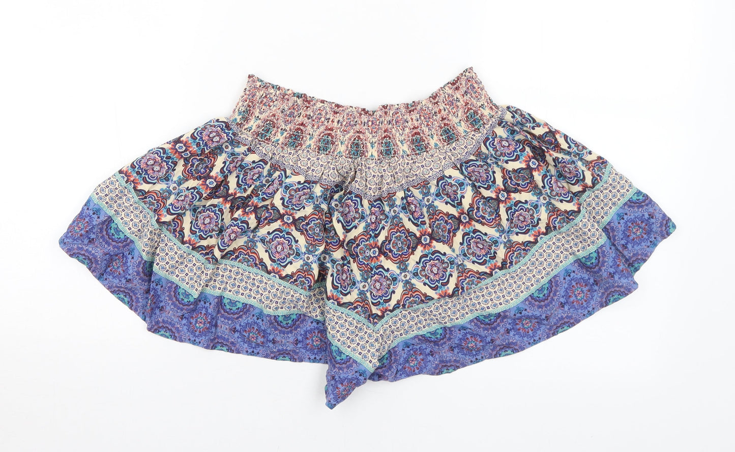 Primark Womens Multicoloured Geometric Viscose Hot Pants Shorts Size 8 L3 in Regular