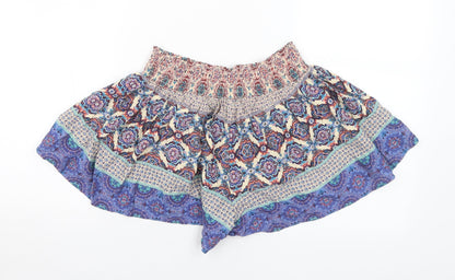 Primark Womens Multicoloured Geometric Viscose Hot Pants Shorts Size 8 L3 in Regular
