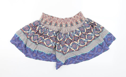 Primark Womens Multicoloured Geometric Viscose Hot Pants Shorts Size 8 L3 in Regular