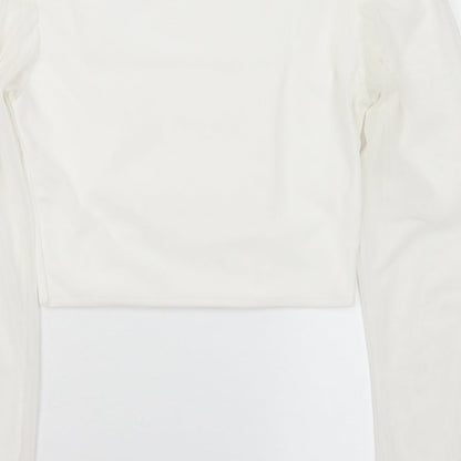 I SAW IT FIRST Womens White Polyester Cropped Blouse Size 10 Square Neck