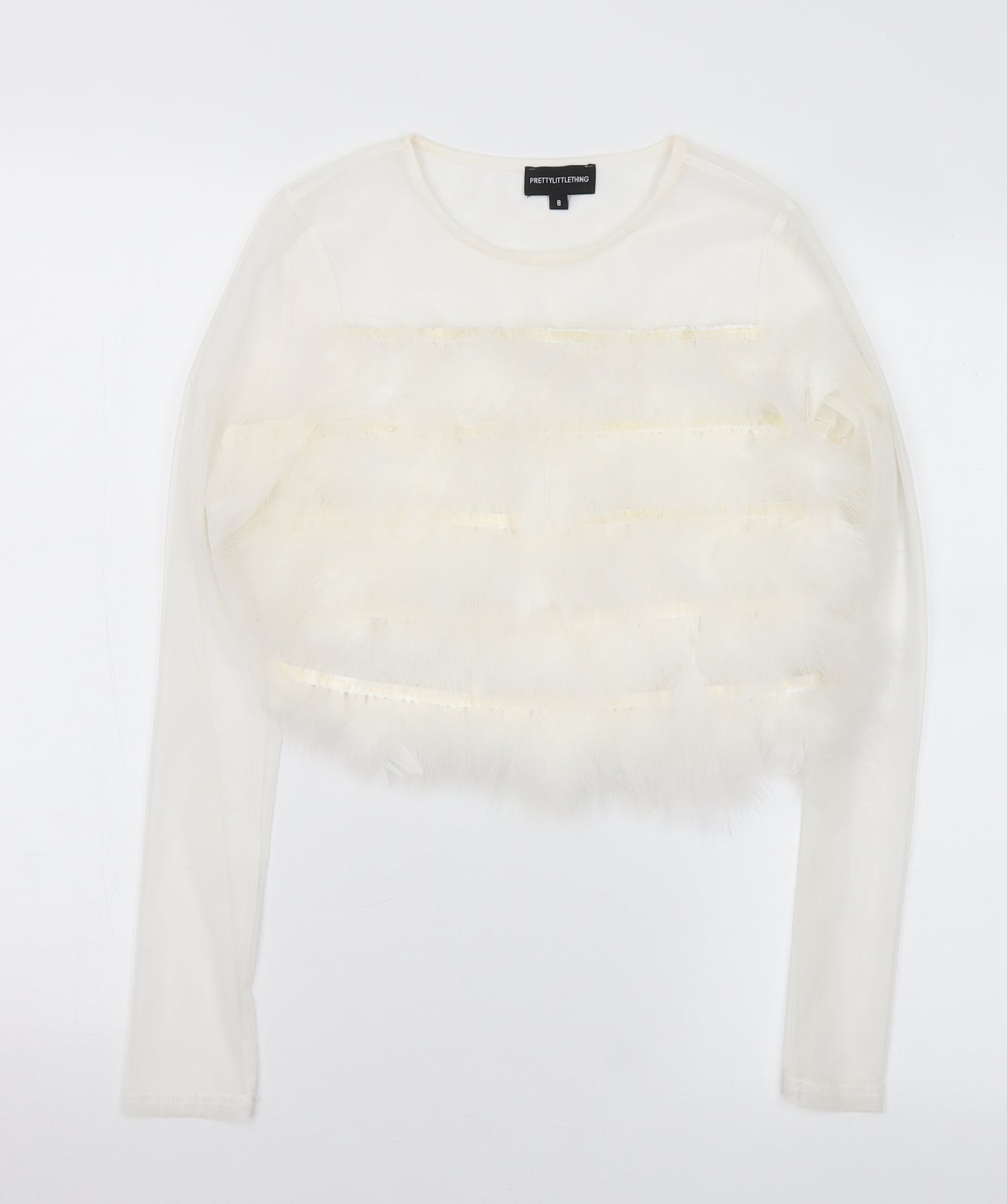 Womens UK Size 8 PRETTYLITTLETHING White Cropped Blouse