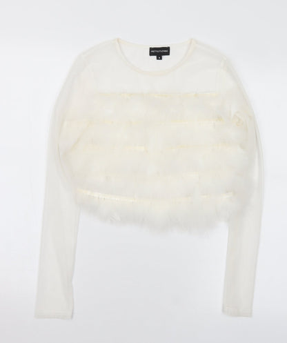 Womens UK Size 8 PRETTYLITTLETHING White Cropped Blouse