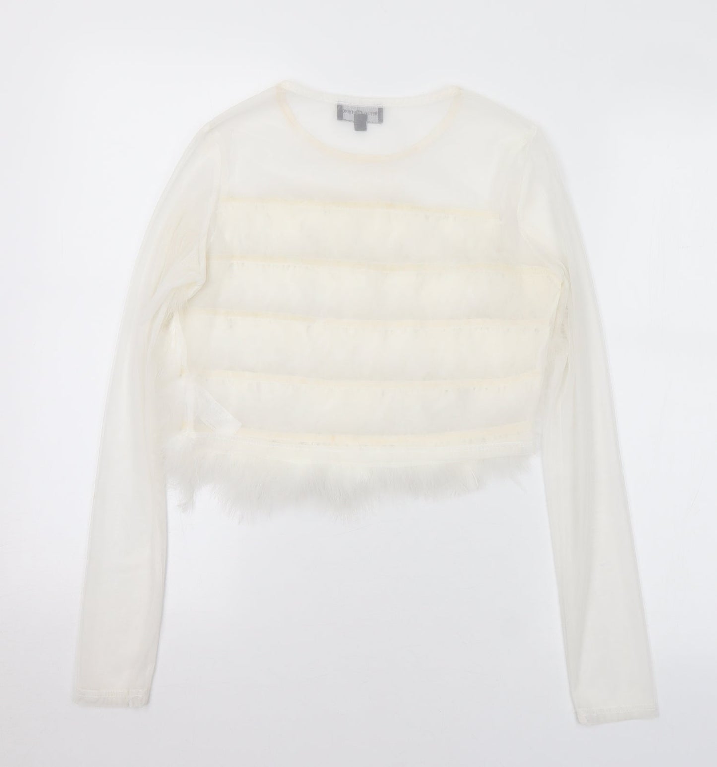 Womens UK Size 8 PRETTYLITTLETHING White Cropped Blouse