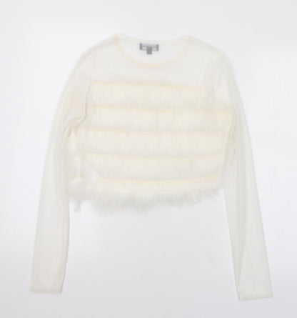 Womens UK Size 8 PRETTYLITTLETHING White Cropped Blouse
