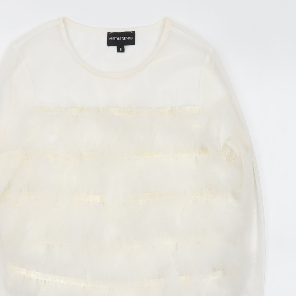 Womens UK Size 8 PRETTYLITTLETHING White Cropped Blouse