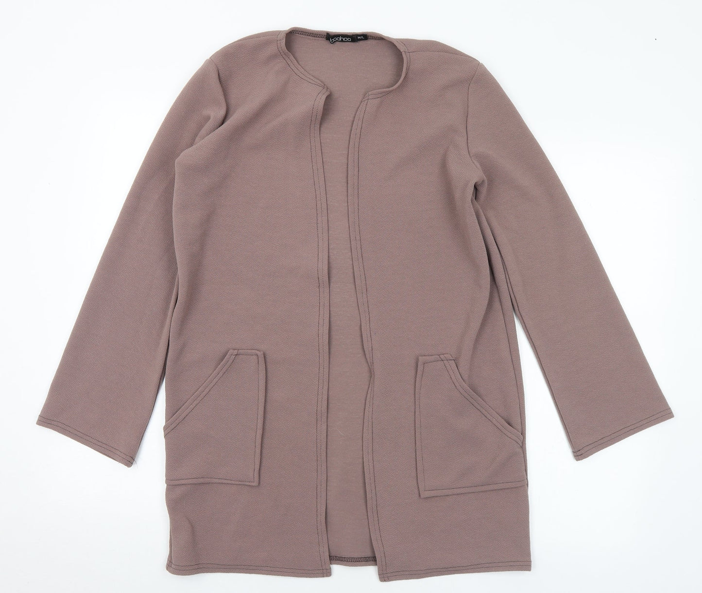 Boohoo Womens Brown Round Neck Polyester Cardigan Jumper Size M - M/L