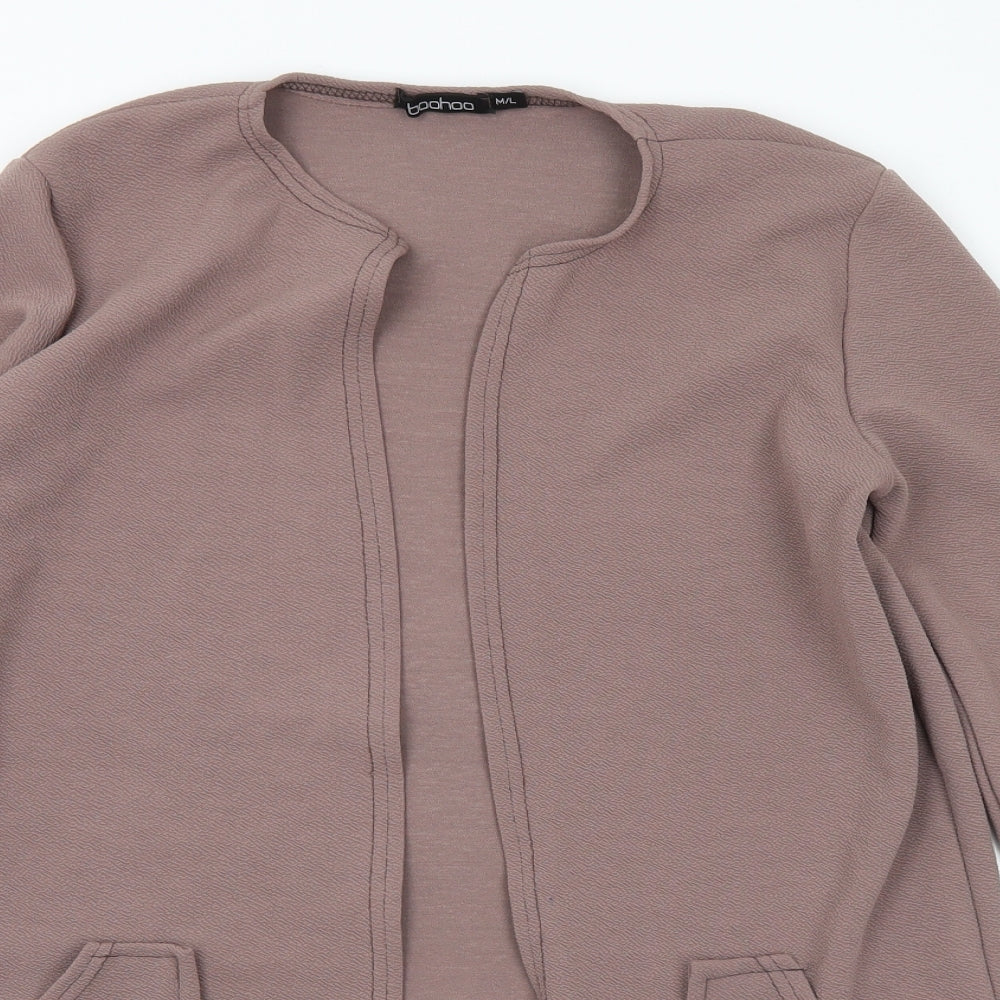 Boohoo Womens Brown Round Neck Polyester Cardigan Jumper Size M - M/L