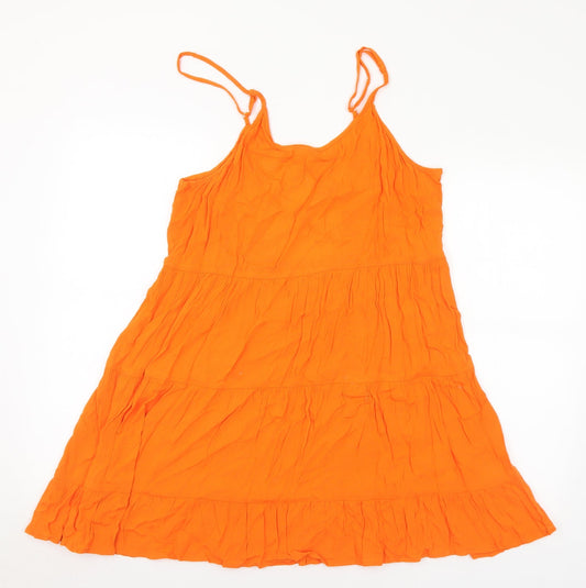 George Womens Orange Viscose A-Line Size M Round Neck