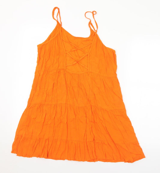 George Womens Orange Viscose A-Line Size M Round Neck