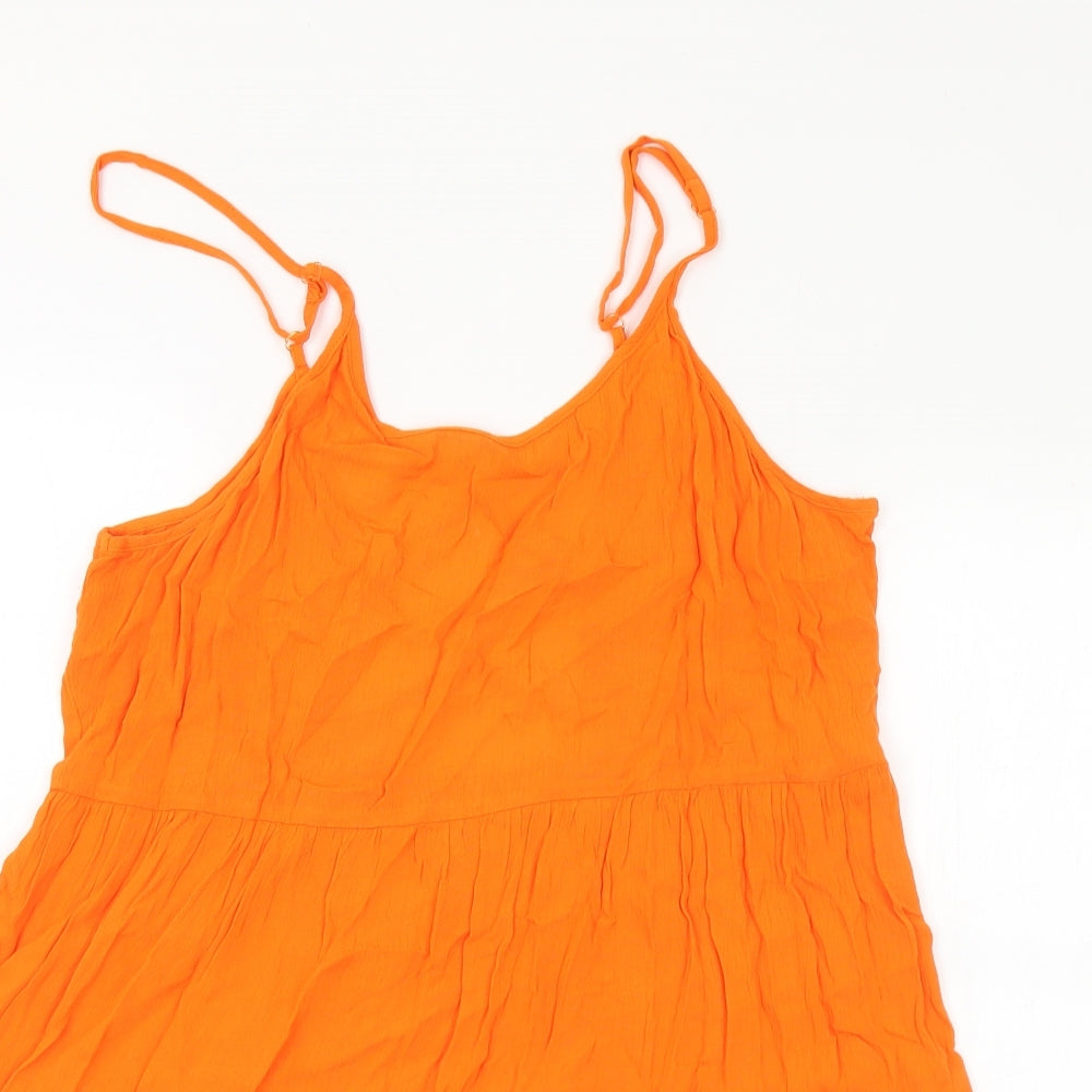 George Womens Orange Viscose A-Line Size M Round Neck