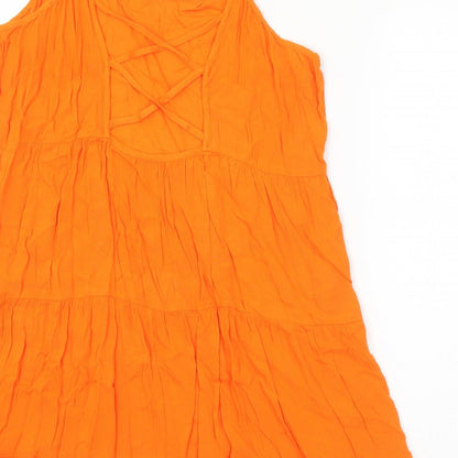 George Womens Orange Viscose A-Line Size M Round Neck