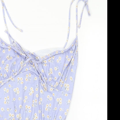 In the Style Womens Purple Floral Polyester Bodysuit One-Piece Size 12