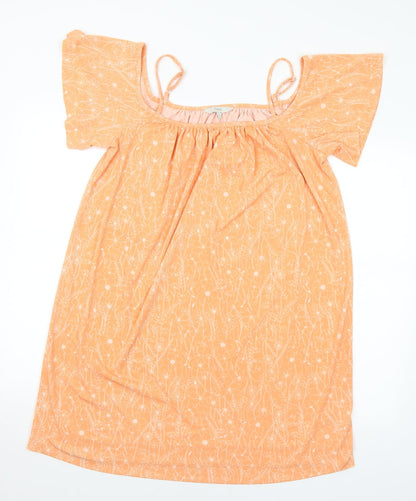 NEXT Womens Orange Floral Polyester A-Line Size 10 Round Neck