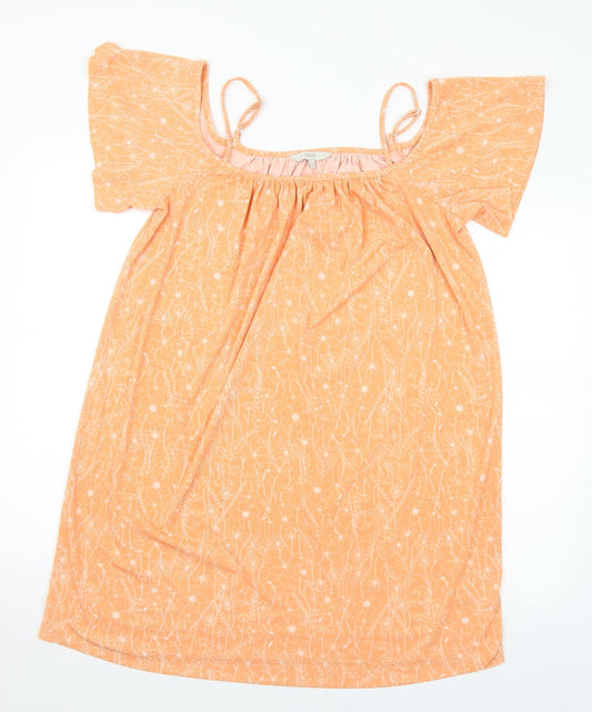 NEXT Womens Orange Floral Polyester A-Line Size 10 Round Neck