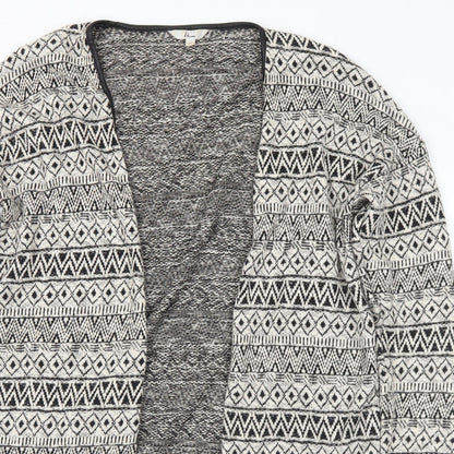 Miss Etam Womens Ivory V-Neck Geometric Cotton Cardigan Jumper Size L
