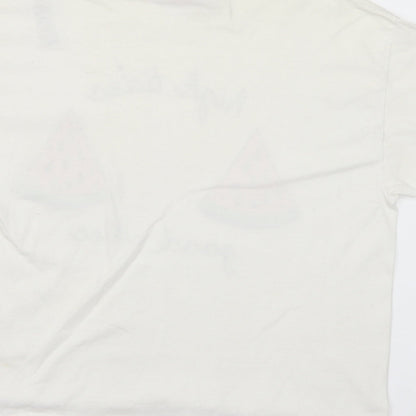 Miss Selfridge Womens White Polyester Basic T-Shirt Size M Crew Neck - High tides, good vibes