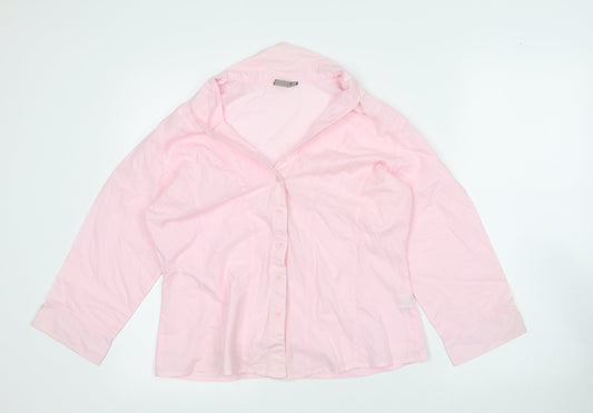 TU Womens Pink Polyester Basic Button-Up Size 14 Collared