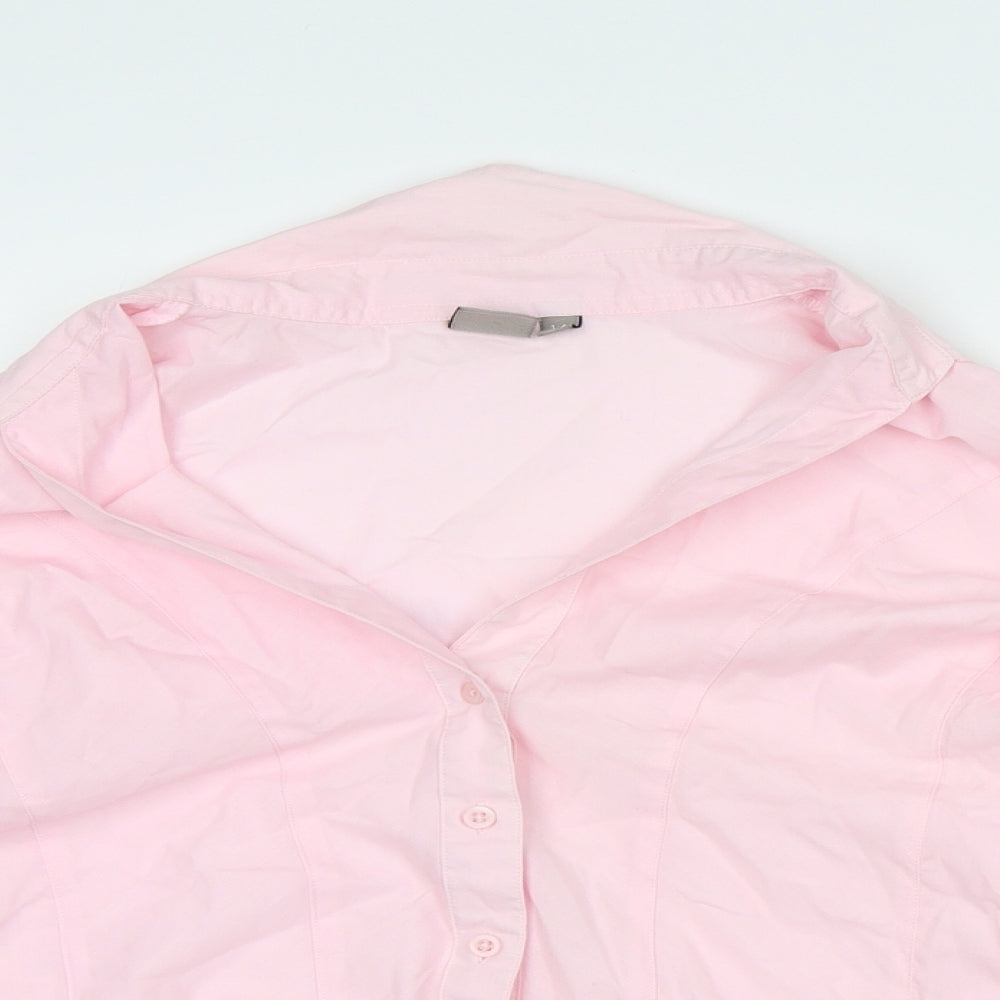 TU Womens Pink Polyester Basic Button-Up Size 14 Collared
