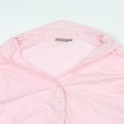 TU Womens Pink Polyester Basic Button-Up Size 14 Collared