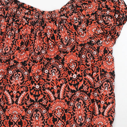 Nutmeg Womens Orange Geometric Viscose Tunic Blouse Size 12 Off the Shoulder