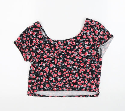 Womens UK Size M Divided Black Cropped T-Shirt