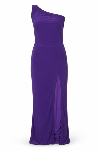 Boohoo Womens Purple Polyester Maxi Size 8 One Shoulder