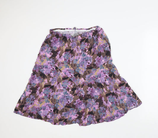 Classic Womens Purple Geometric Viscose A-Line Skirt Size 12
