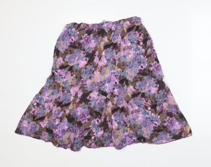 Classic Womens Purple Geometric Viscose A-Line Skirt Size 12