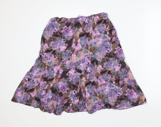 Classic Womens Purple Geometric Viscose A-Line Skirt Size 12