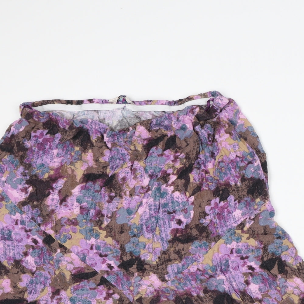 Classic Womens Purple Geometric Viscose A-Line Skirt Size 12