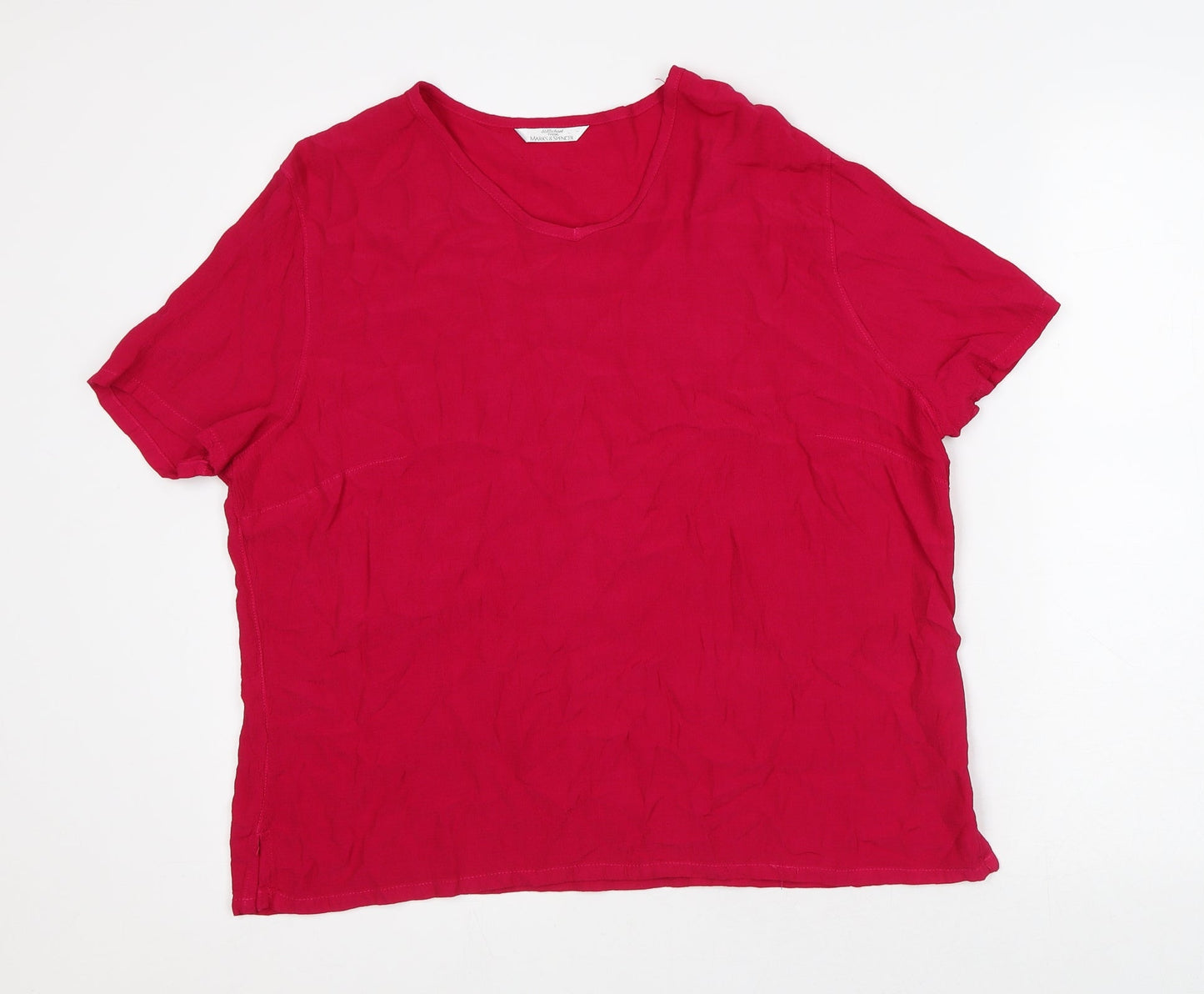 Womens UK Size 12 Marks and Spencer Pink Basic T-Shirt