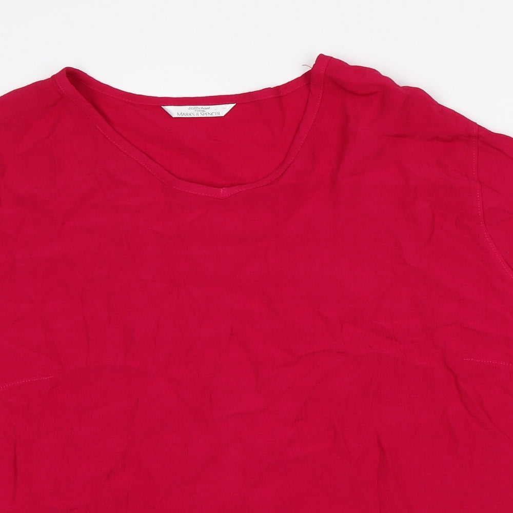 Womens UK Size 12 Marks and Spencer Pink Basic T-Shirt