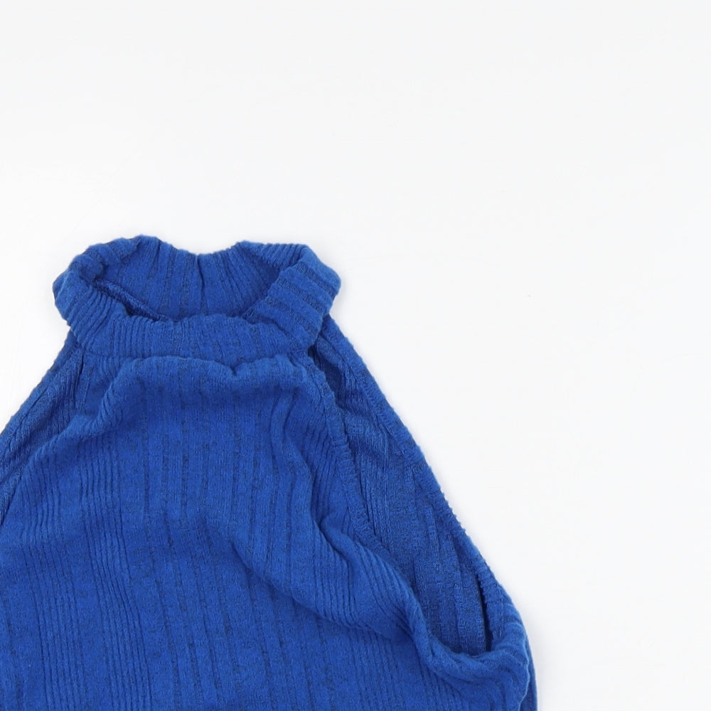 SheIn Womens Blue Polyester Camisole Tank Size L Mock Neck