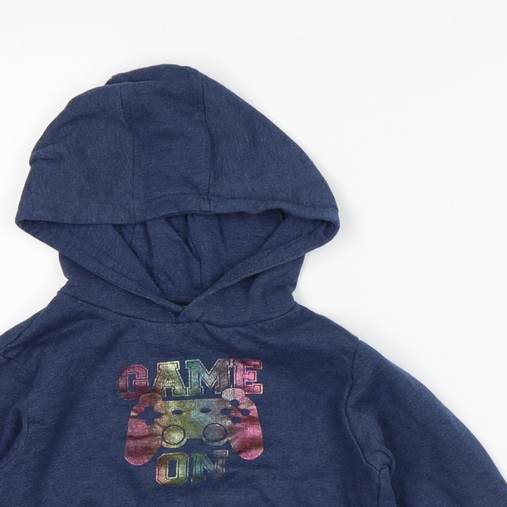 Jeff & Co Boys Blue Geometric Cotton Pullover Hoodie Size 5-6 Years - Game on