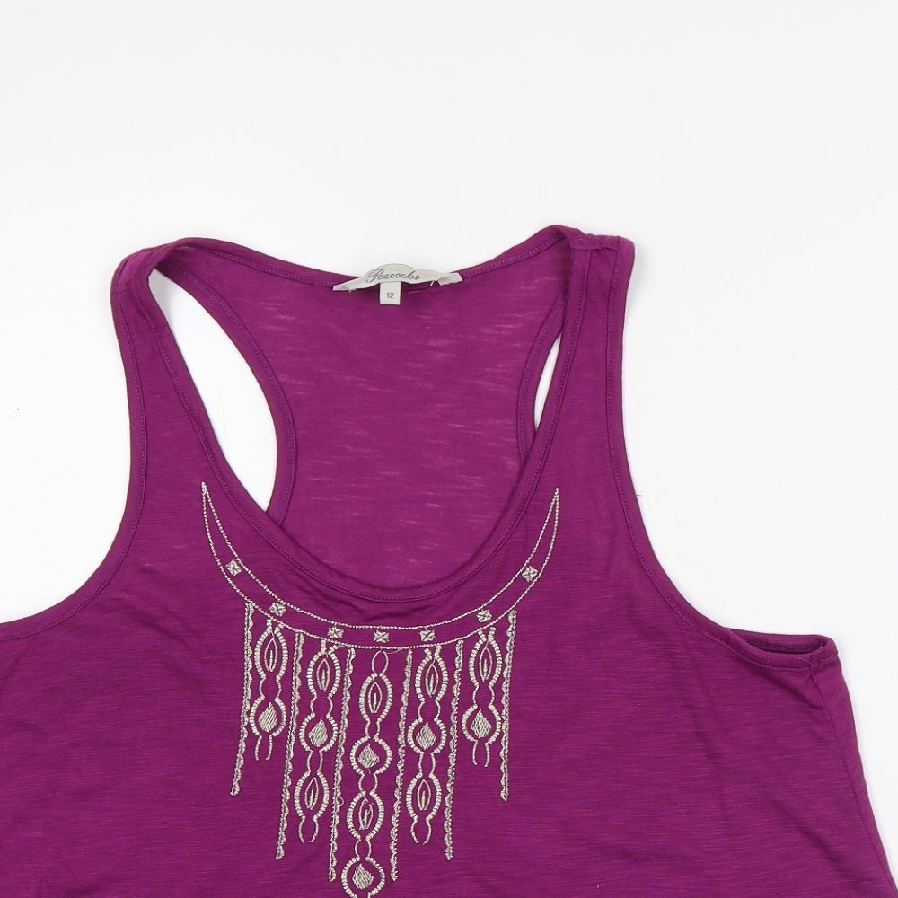 Womens UK Size 12 Peacocks Purple Camisole Tank