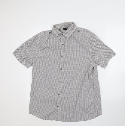 Mens UK Size L NEXT White  Button-Up Short Sleeve Casual Shirt