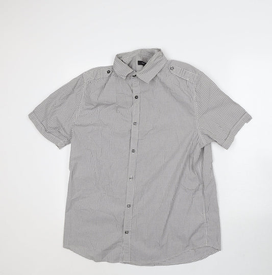 Mens UK Size L NEXT White  Button-Up Short Sleeve Casual Shirt