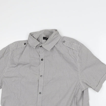 Mens UK Size L NEXT White  Button-Up Short Sleeve Casual Shirt