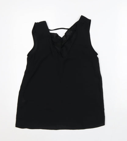 F&F Womens Black Polyester Basic Tank Size 6 V-Neck