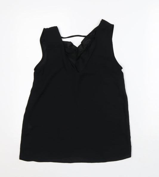 F&F Womens Black Polyester Basic Tank Size 6 V-Neck
