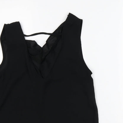 F&F Womens Black Polyester Basic Tank Size 6 V-Neck
