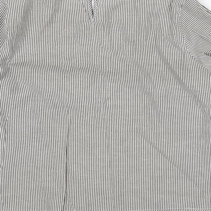 Primark Womens Grey Striped Polyester Tunic Blouse Size 8 Round Neck