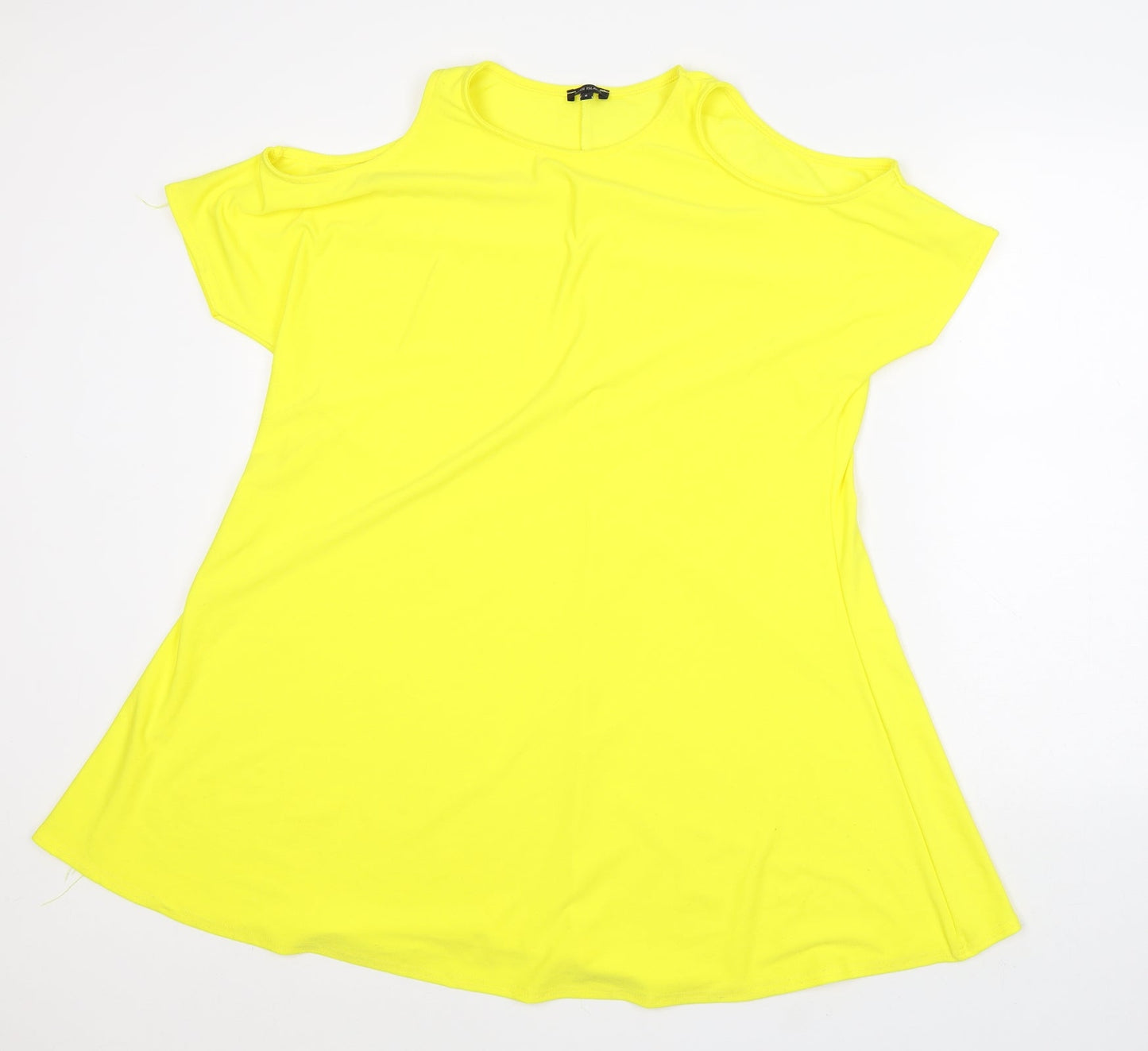 River Island Womens Yellow Polyester A-Line Size 8 Round Neck
