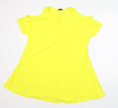 River Island Womens Yellow Polyester A-Line Size 8 Round Neck