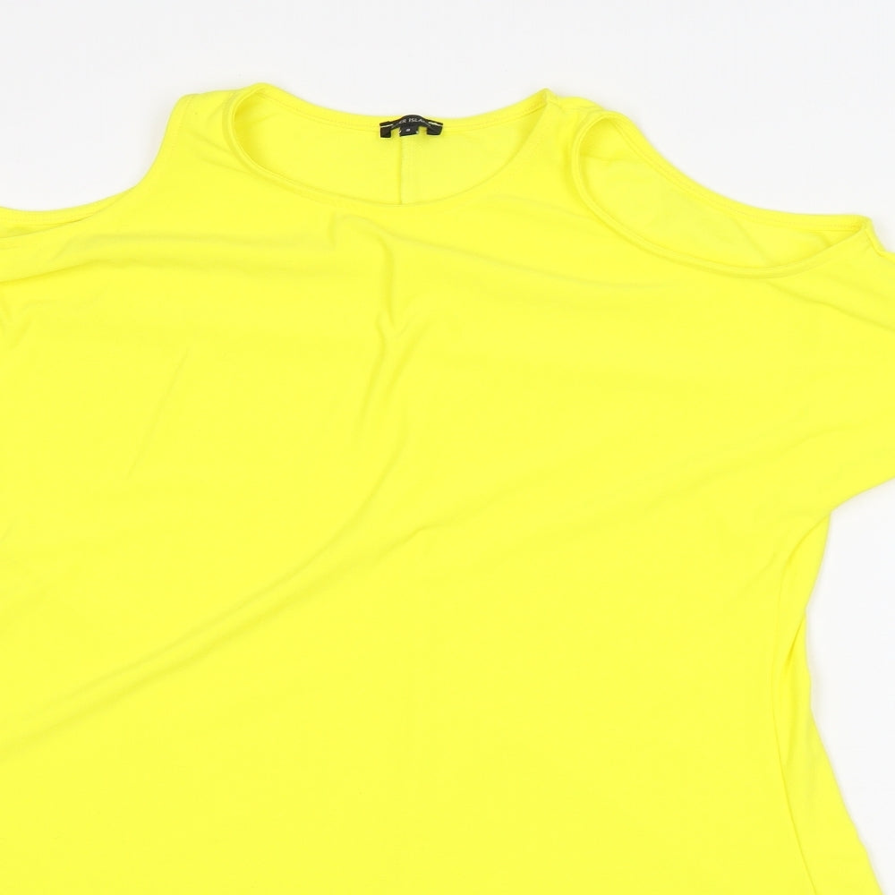 River Island Womens Yellow Polyester A-Line Size 8 Round Neck
