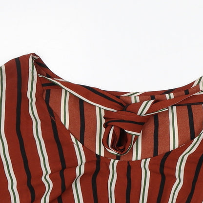 Womens UK Size S FOREVER 21 Brown Cropped Blouse