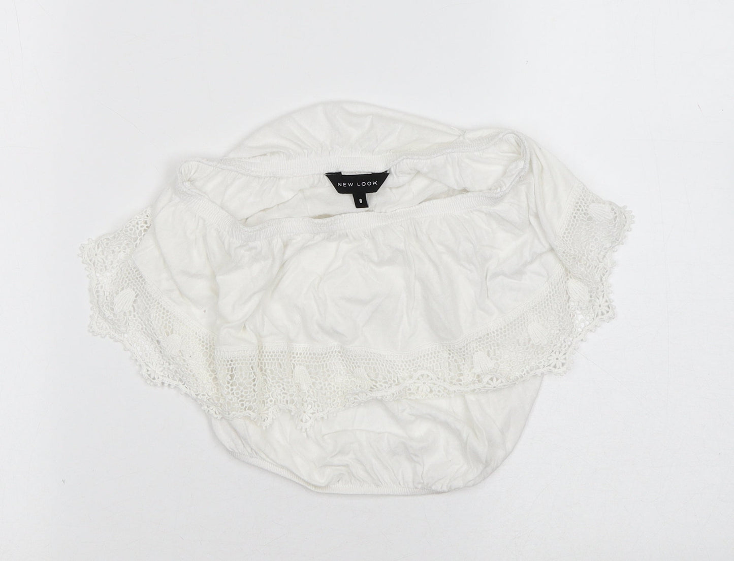 Womens UK Size 8 New Look White Cropped Blouse