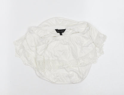 Womens UK Size 8 New Look White Cropped Blouse