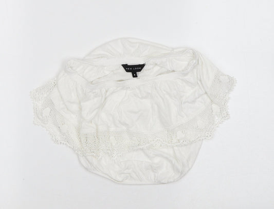 Womens UK Size 8 New Look White Cropped Blouse